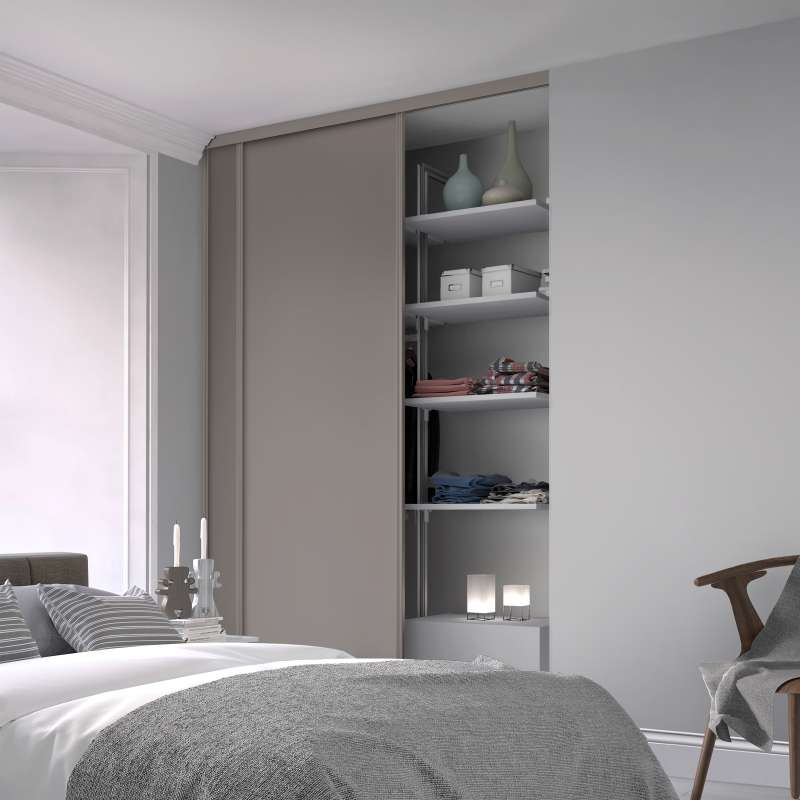 Classic Pebble Grey Frame & Panel Sliding Wardrobe Door Kit – 2260mm Height x 1185mm Width (2 x 610mm Doors)